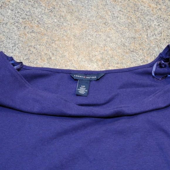 Tommy Hilfiger Women's Purple Off The Shoulder Long Sleeve Shirt Size Small - Picture 3 of 5